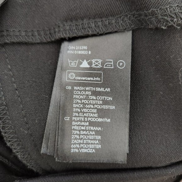 H&M Skirt 6 Black Color Block Stretch Woven Zip Back Textured Career - Picture 7 of 7